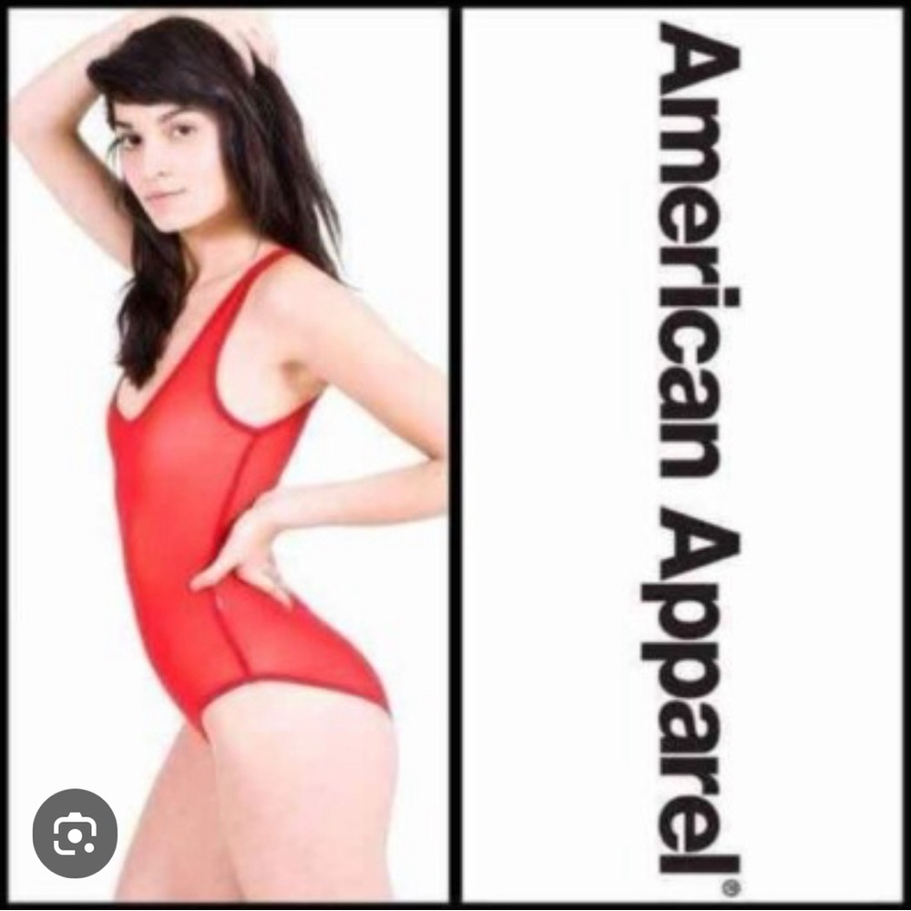 American Apparel sheer bodysuit size Large red
